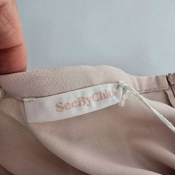 See By Chloe Jupe Mini Skirt Womens 40 Blush Luxury Office Career New - Picture 5 of 9